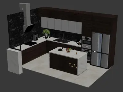 Azhome Studio KITCHEN 3dmodel - Vray material 3D model