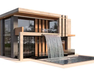 Villa With Pool and Waterfall  3D model
