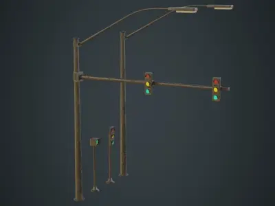 Stop Light 1C Low-poly 3D model