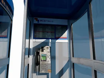 Hong Kong Telephone Booth Low-poly 3D model