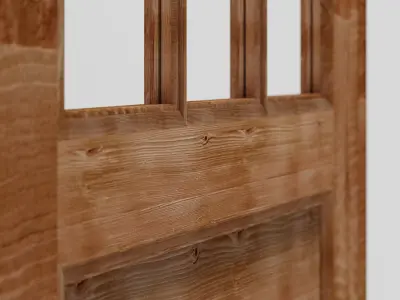 3D Wooden Door Low-poly 3D model- GLASS DOOR Low-poly 3D model Free low-poly 3D model