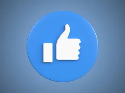 Facebook like button 3D model Vray Ready Game Ready Free low-poly 3D model