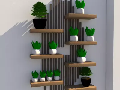 Minimal Wooden Wall Shelf  Interior Decor Asset 3D model