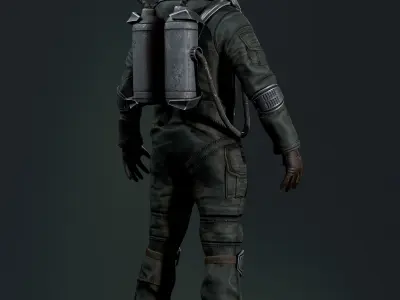 Post Apocalypse Astronaut ANIMATED Low-poly 3D model