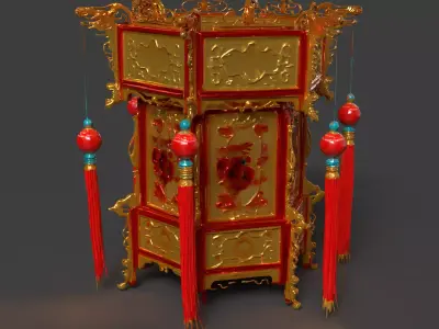 Chinese Palace Lantern figure Low-poly 3D model