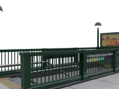 Subway Entrance - New York Subway Station Low-poly 3D model