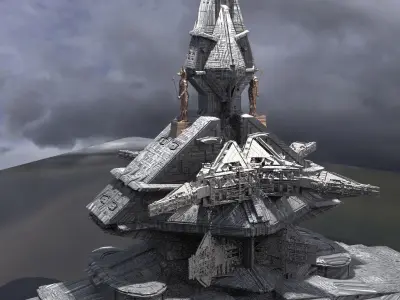 Ra Has Returned Sci-Fi City Tower ruin 11 3D model