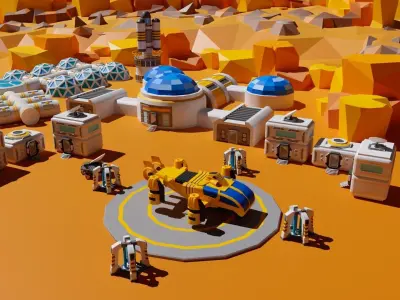 Mars Station Low-poly 3D model