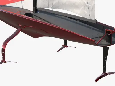  AC75 Hydrofoil Racing Yacht Red White 