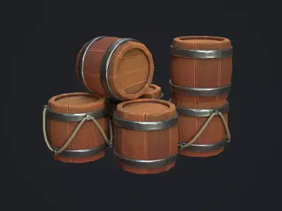 Barrel Stylzied Low-poly 3D model