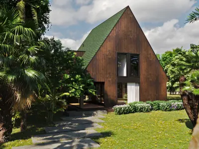 A-frame House in Village 3D model