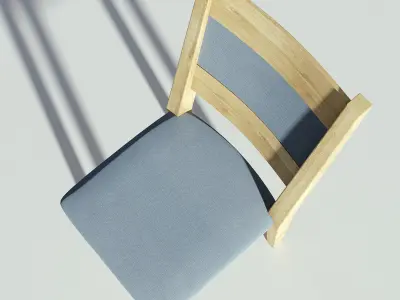 Light Wooden Fabric Sidechair 3D model