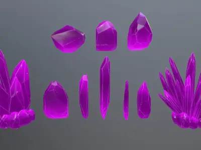 Crystal Set Low-poly 3D model 8