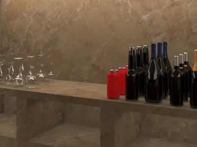 The Bottles And the  Glasses Free 3D model