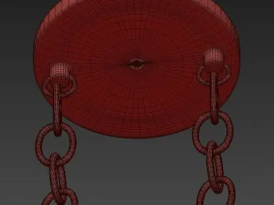 Natural Brass 6 Light Oval Chandelier 3D model