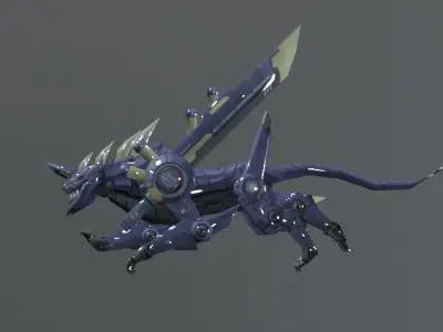 Mecha Dog Fantasy Low-poly 3D model