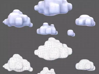Clouds cartoon V06 Low-poly 3D model