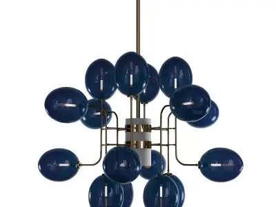 COBALT glass sphere chandelier 3D model