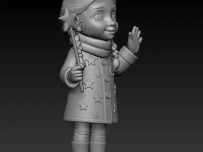 Cute Magical Girl Figurine Stylized 3D Character STL 3D print model