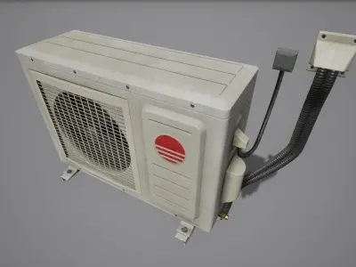Air conditioning condenser unit Low-poly 3D model