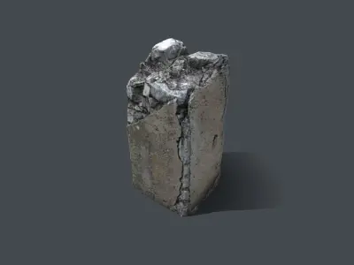 Broken Concrete Pillar Low-poly 3D model