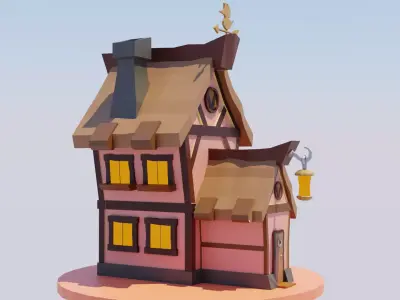 Stylized Fantasy House Low-Poly Game Ready Low-poly 3D model