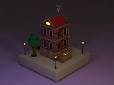 House building Low-poly 3D model