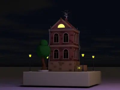 House building Low-poly 3D model