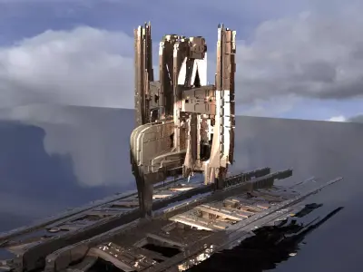 Ithian Ancient Sci fi monorail system 3D model
