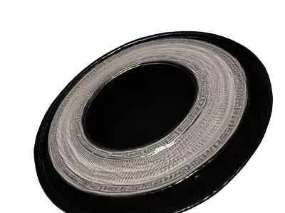 Futuristic Engraved Metallic Disc Artifact Low-poly 3D model