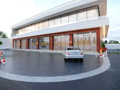 3D MODEL Two-Story Commercial Building on a Main Street Low-poly 3D model
