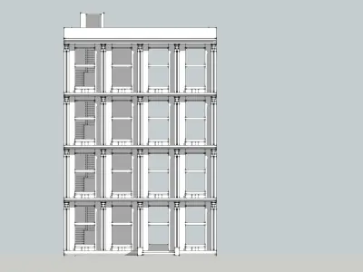Building-1 tall building with windows on side 3D model