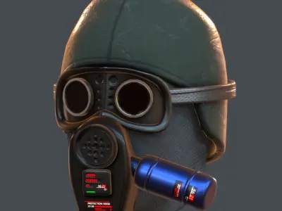 Gas mask helmet 3d model scifi Low-poly  Low-poly 3D model 176