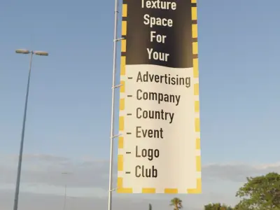 Animated Flag with Pole -1- High-Poly Version 3D model