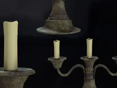 Medieval Candle Stand V02 Low-poly 3D model