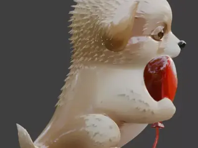 Puppy with Heart Balloon 3D Character V01 Low-poly 3D model