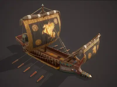 Ancient Ship Trireme 01 Low-poly 3D model