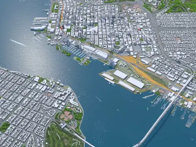 San Diego Downtown California USA Low-poly 3D model