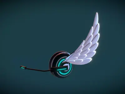 Wing Headphone Low-poly 3D model
