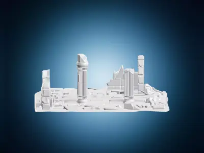 Ancient Temple Pillars Display Base 3D print model