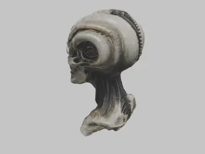 HR Giger Alien Human Head Bust Low-poly 3D model