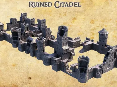 Modular Ruined Citadel Tabletop Terrain 28 MM 3D print model