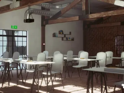 Modular School  Classroom with Hallway Low-poly 3D model