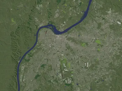 Louisville Kentucky USA in 40 km x 40 km - city and urban 3D model
