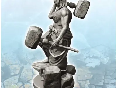 Hephaestus Vulcan with anvil and forging hammers 8 - Medieval Fa 3D print model
