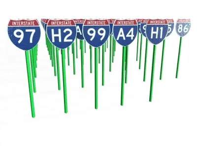 Interstate Shields Low-poly 3D model