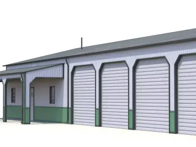 Green Industrial Building 34 PBR Low-poly 3D model