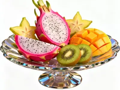 Elegant Glass Tropical Fruit Stand 3D Model Low-poly 3D model