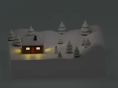 Winter house Low-poly 3D model