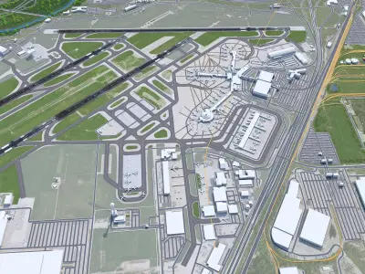Cleveland Airport 10km Low-poly 3D model